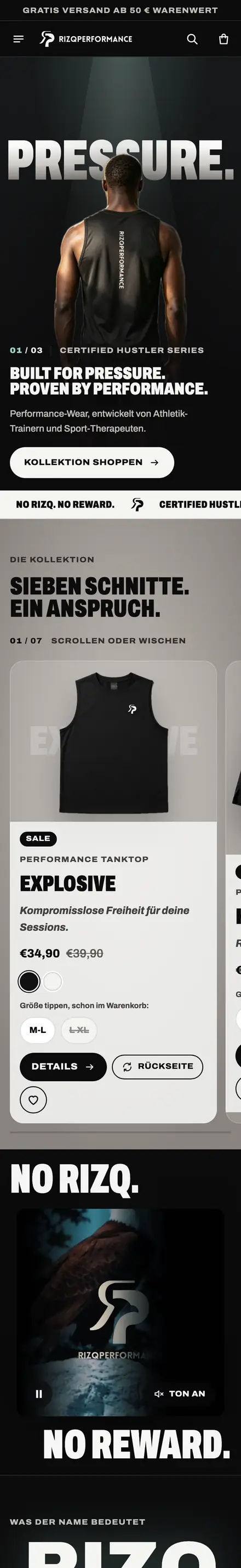 rizqperformance.com auf dem Handy